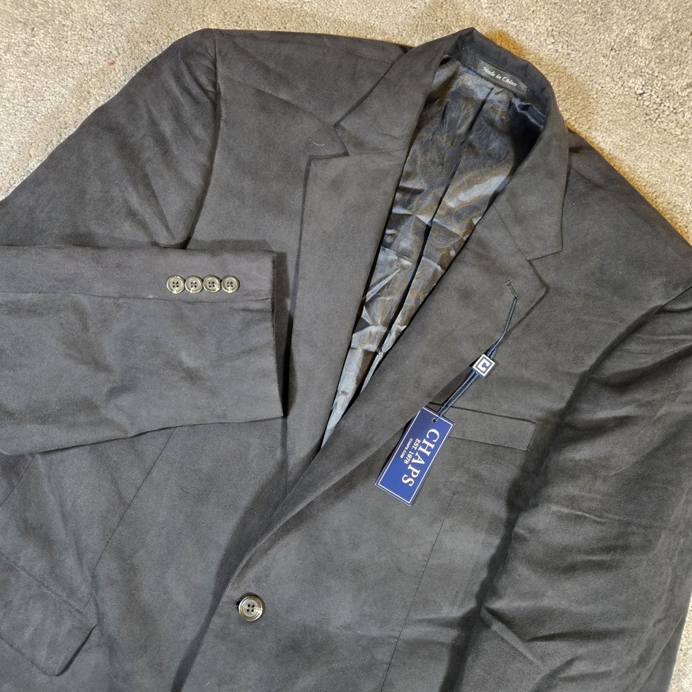 Chaps Mens Suit Jacket 42L Black Tailored Blazer Regular Fit NWT